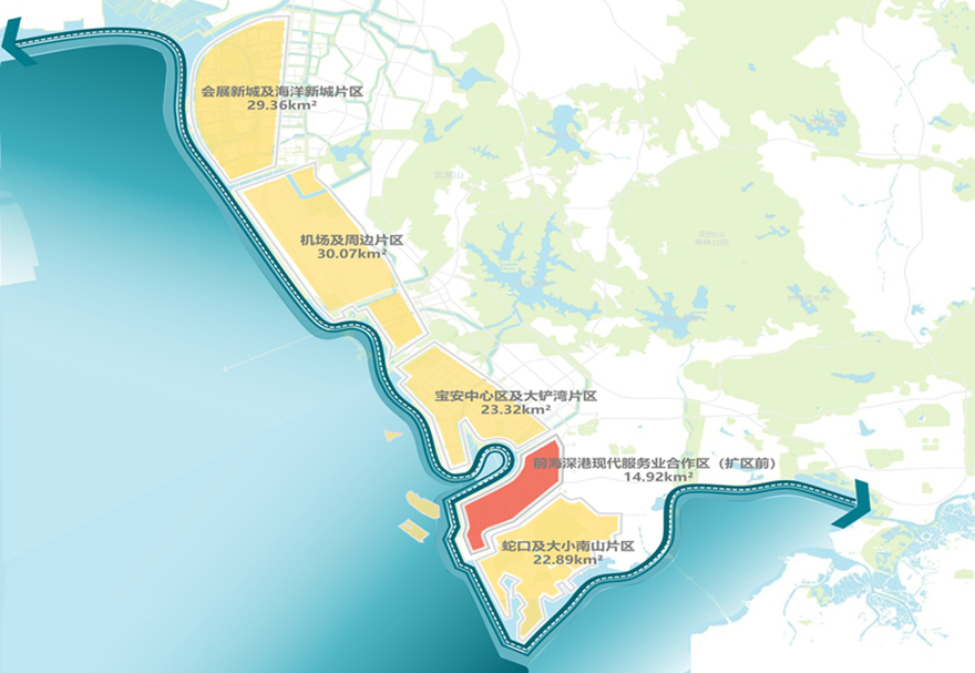 2021年9月6日，中共中央、國(guó)務(wù)院印發(fā)《全面深化前海深港現(xiàn)代服務(wù)業(yè)合作區(qū)改革開放方案》，明確新的前海合作區(qū)實(shí)施范圍總面積由原來(lái)的14.92平方公里擴(kuò)展至120.56平方公里。空間更大，動(dòng)力更強(qiáng)，必將掀起中國(guó)改革開放再出發(fā)的新浪潮。