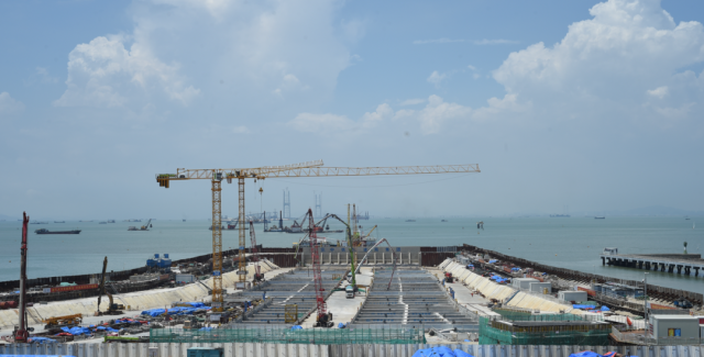 深中通道東人工島主線堰筑段隧道建設現場。 深中通道東人工島主線堰筑段隧道建設現場。