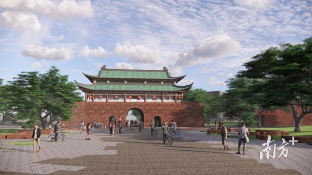 迎恩門城墻紀念公園效果圖。圖源自“東莞發布”微信公眾號
