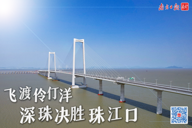 “超級工程”深中通道飛跨伶仃洋。 