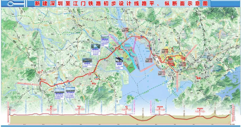 深圳至江門鐵路初步設計線路平、縱斷面示意圖 深圳至江門鐵路初步設計線路平、縱斷面示意圖