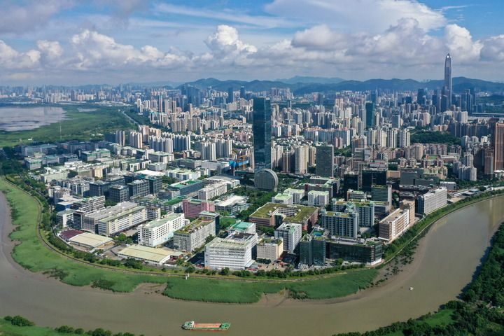 俯瞰河套深港科技創新合作區深圳園區（2023年8月23日攝，無人機照片）。新華社記者 梁旭 攝