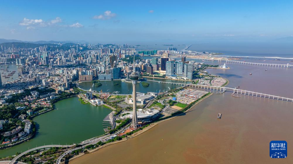 8月3日拍攝的澳門(mén)半島景色（無(wú)人機(jī)照片）。