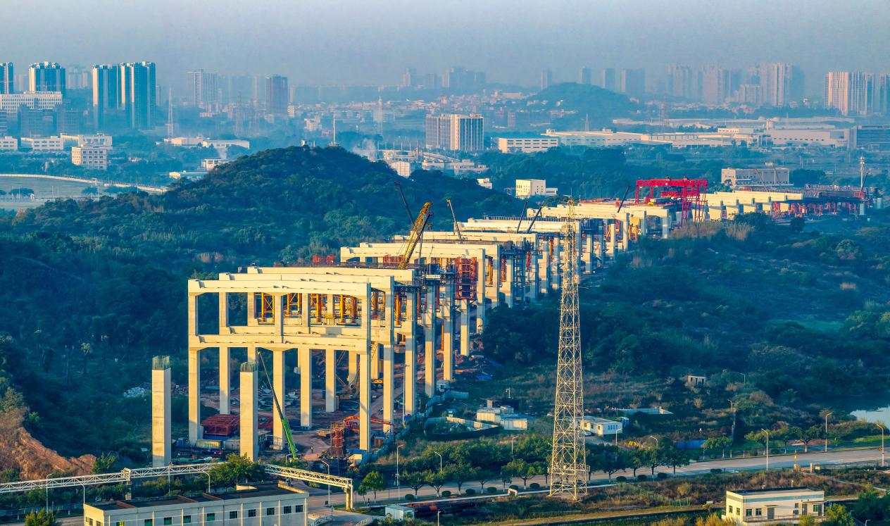 獅子洋通道建設(shè)現(xiàn)場