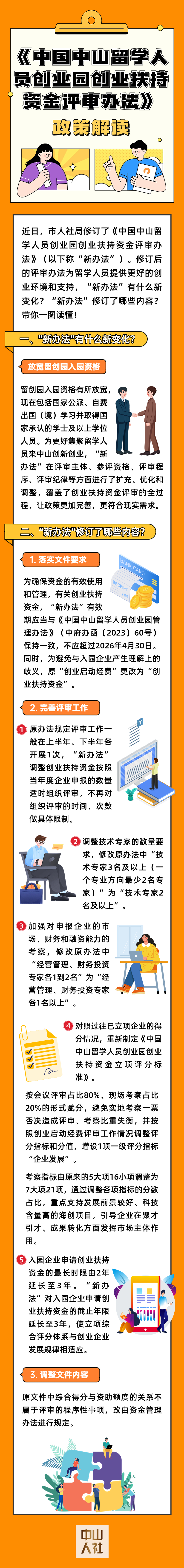 一圖讀懂《中國中山留學(xué)人員創(chuàng)業(yè)園創(chuàng)業(yè)扶持資金評(píng)審辦法》政策解讀