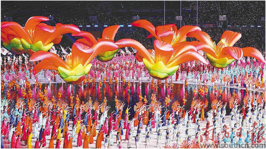 第十五屆全國運動會開幕式已進行四次全要素彩排。張力堅 攝 第十五屆全國運動會開幕式已進行四次全要素彩排。張力堅 攝