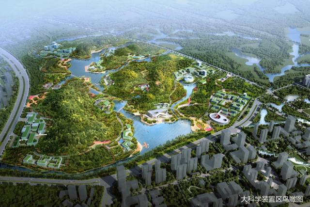 光明科學(xué)城瞄準(zhǔn)基礎(chǔ)研究和應(yīng)用基礎(chǔ)研究，在平臺(tái)載體建設(shè)上全面發(fā)力。圖為大科學(xué)裝置區(qū)鳥瞰圖。