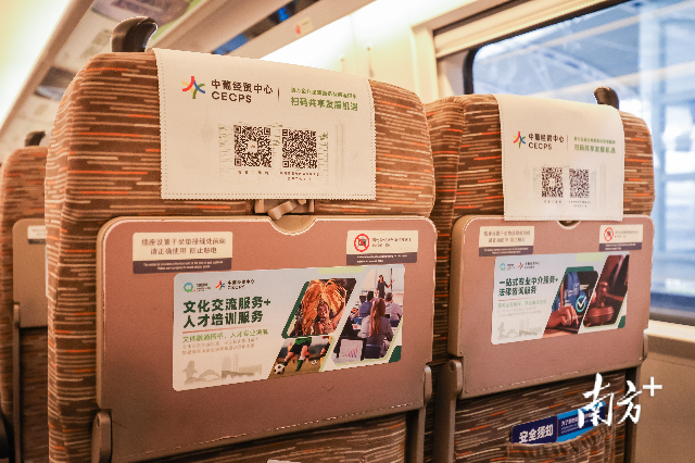 橫琴粵澳深度合作區與中國—葡語(西語)國家經濟貿易服務中心共同冠名的高鐵列車 橫琴粵澳深度合作區與中國—葡語(西語)國家經濟貿易服務中心共同冠名的高鐵列車